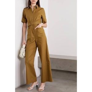 NWT Staud Zavey Belted Linen Jumpsuit